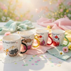3 Tazas Gatitos "Seet Days" Mango de Colores $32 C/U