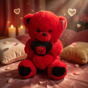 Oso de Peluche Con Corazones Grande Rojo/Blanco