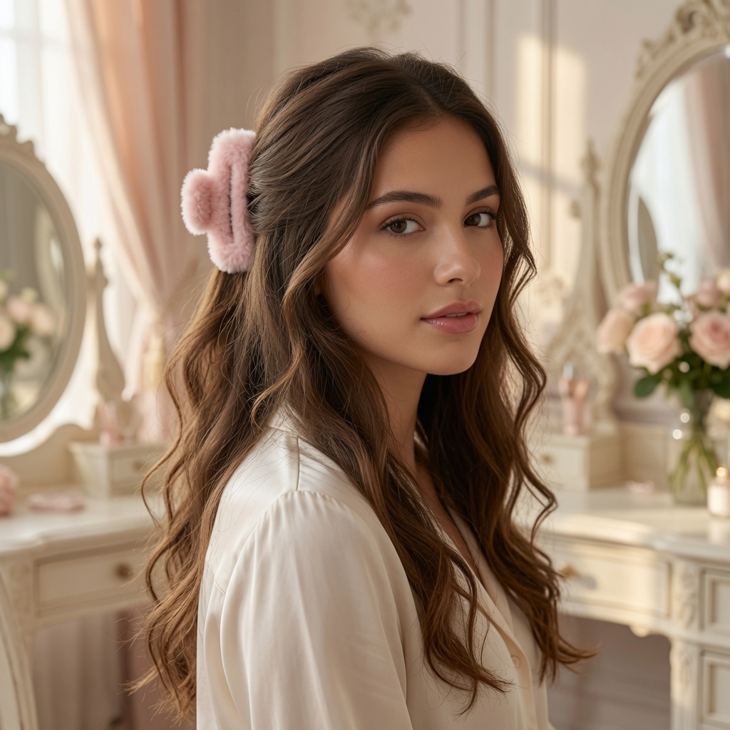 12 Pinzas Peluche Lindas para Cabello Grandes $12 c/u