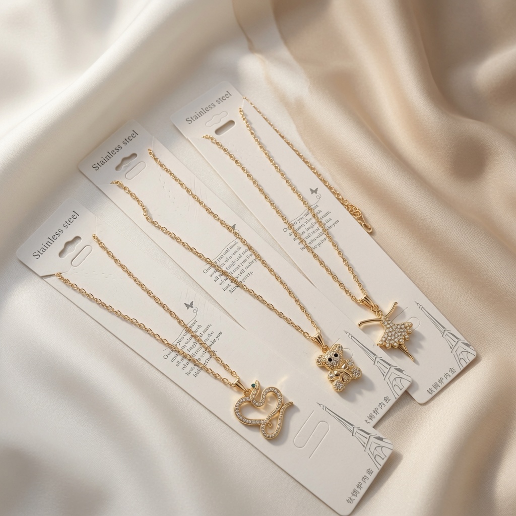 12 Collares Figuras Pedreria Hermosas Dorados $9 c/u - Image 2